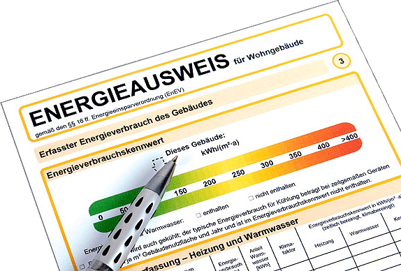 Foto Energieausweis oder Energiepass - Was ist das?<br>Ein Energieausweis, auch Energiepass genannt, ist ein Dokument, das den energetischen Zustand eines Geb�udes (z.B. Haus oder Wohnung) dokumentiert