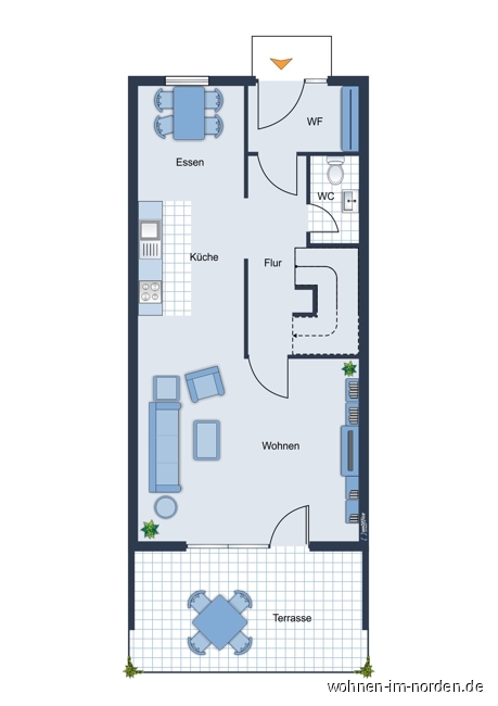 Grundriss Erdgeschoss Reihenendhaus Ltjenburg