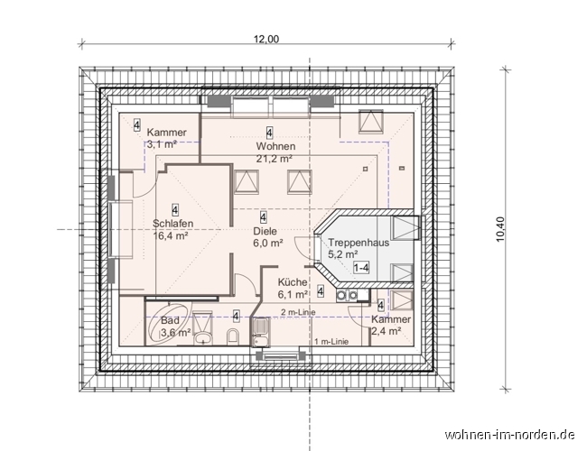 Grundriss Dachgeschosswohnung Hamburg / Lokstedt