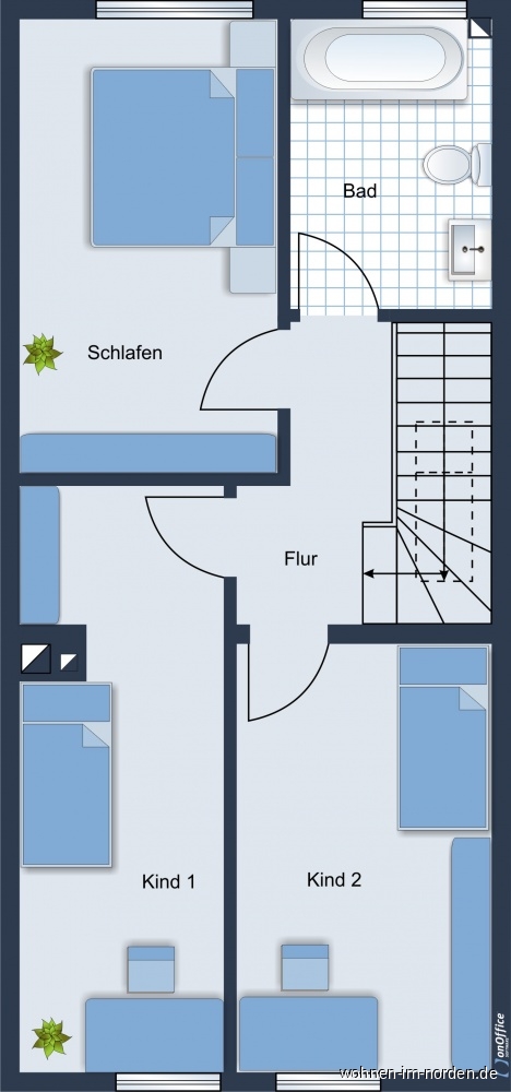 Grundriss 1.OG Reihenmittelhaus Trittau