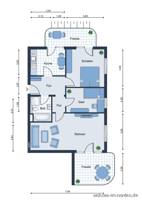 Grundriss Erdgeschosswohnung Laboe