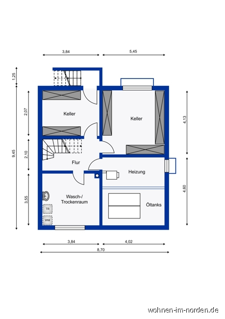 Grundriss Keller Einfamilienhaus Kiel / Russee