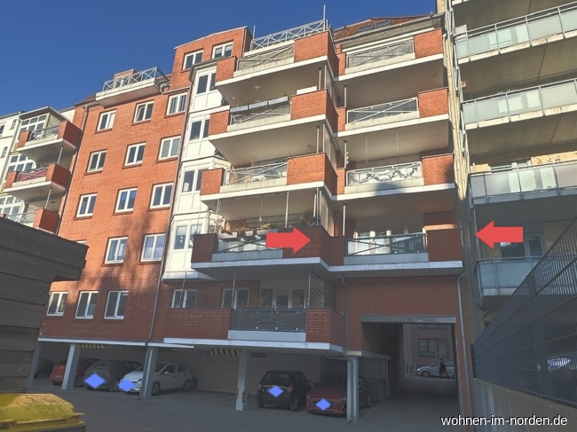 S�dansicht Kiel / Ravensberg Etagenwohnung Kiel-Ravensberg: Helle 2-Zi.-Whg. mit gro�em S�dbalkon, Carport und Aufzug, barrierearm