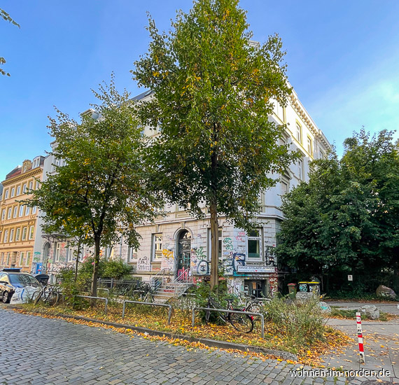 Straeneckansicht Erdgeschosswohnung Hamburg Sternschanze