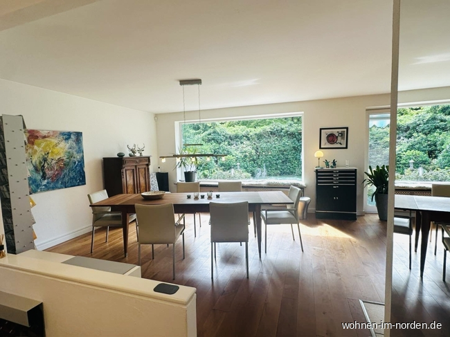 Blick von der Kche ins Wohnzimmer Bungalow Hamburg / Rissen