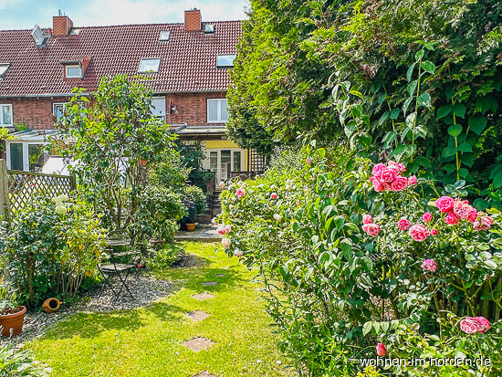 Ansicht vom Garten Reihenmittelhaus Kiel