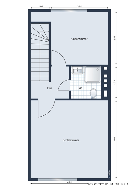 Obergeschoss Reihenmittelhaus Kiel / Friedrichsort