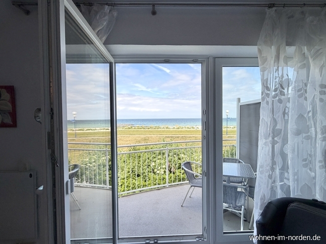 Blick vom Wohnzimmer Maisonettewohnung Sch�nberg (Holstein) / Sch�nberger Strand