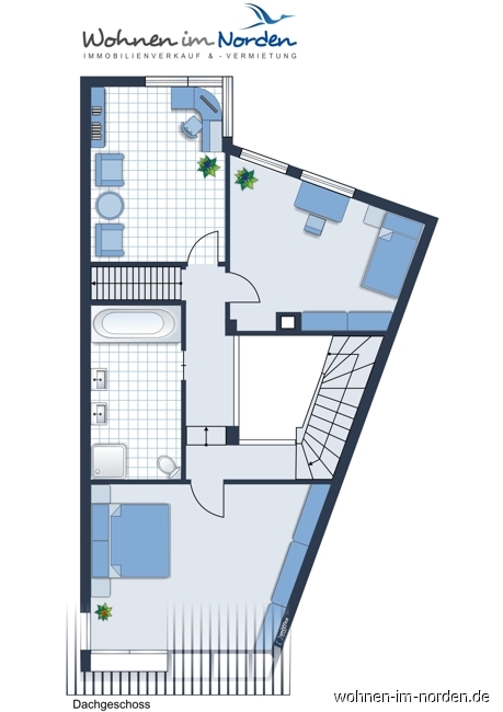 Obergeschoss Reihenmittelhaus Kiel / Schilksee