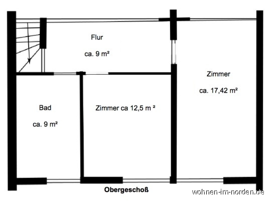 Grundri Obergescho.png Reihenmittelhaus Wedel, Pinneberg (Kreis)