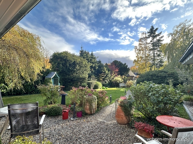 Blick vom Haus in den sdwestliche Garten Ferienhaus Hohwacht