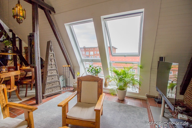 Wohnbereich Penthousewohnung Kiel / Blcherplatz